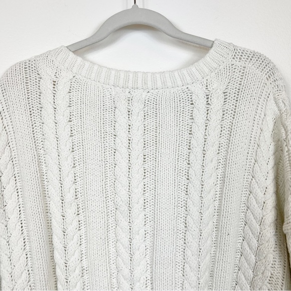 Umgee CableKnit Fringe Sweater Creamy White Size Medium - Picture 6 of 10